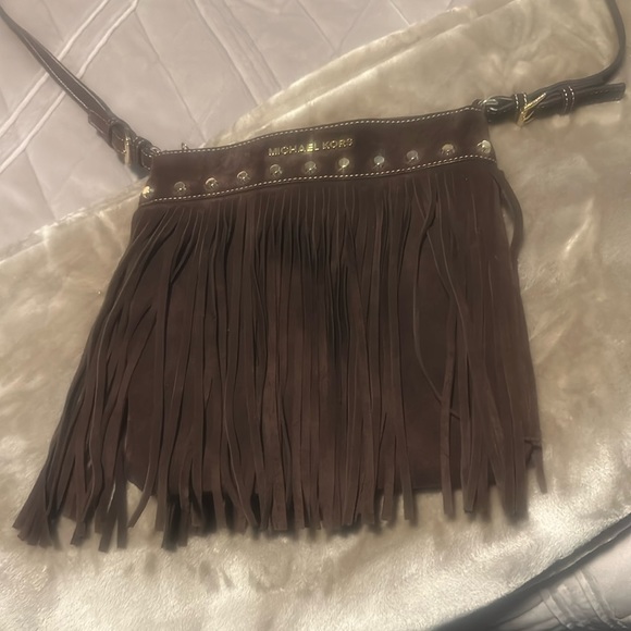 Michael Kors fringe suede purse cross body - Picture 1 of 5